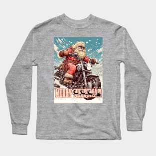 Santa Celebrate Christmas With Motorcycle Long Sleeve T-Shirt